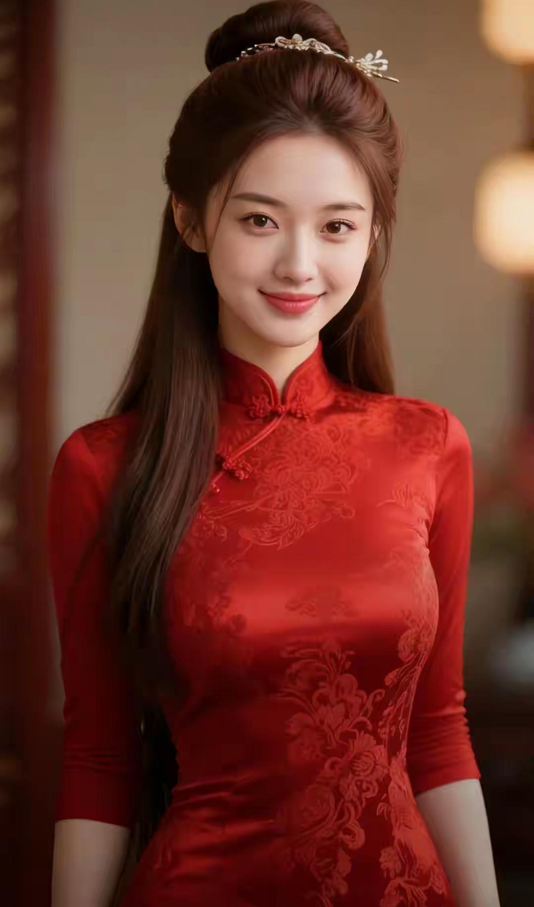 山坡羊·着旗袍少女旗袍缎衬，香肌含韵，眉如远黛幽思蕴。目波粼，步生春。