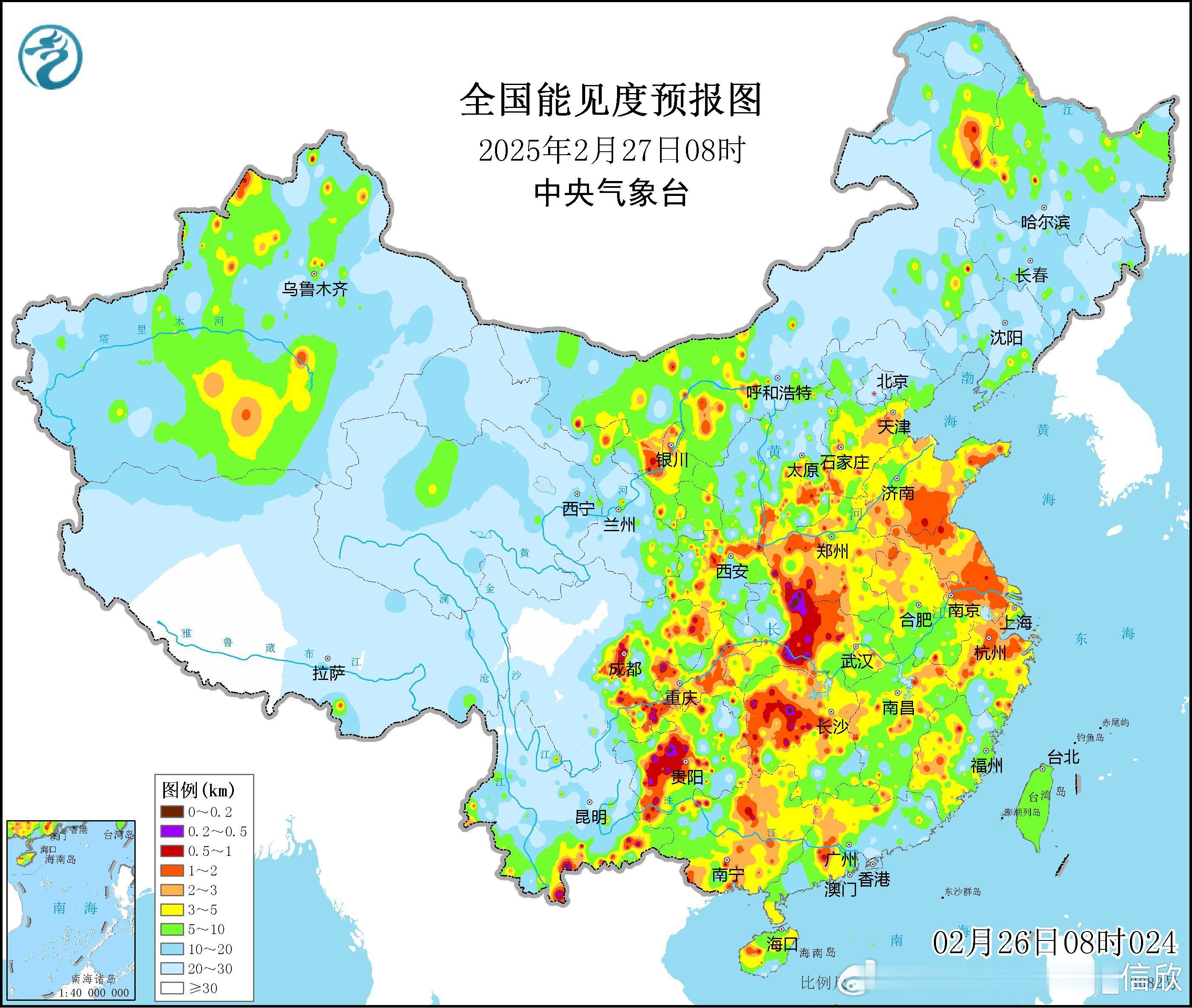 【雾】明天南方降水缩减，近地面湿度大，清晨和夜间要警惕雨后大雾。另外广西一带，因