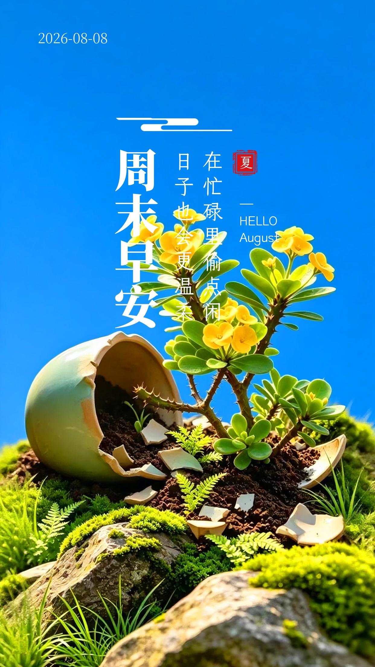 早安，今日周六🍂！恰逢八月初秋，清晨阳光柔和不刺眼，空气中藏着淡淡的秋意。不用