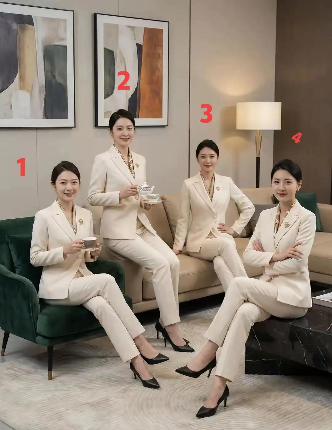 四个美女都漂亮到无法挑出毛病来，你说咋选嘛？身材一样苗条精准端庄，皮肤一样白皙