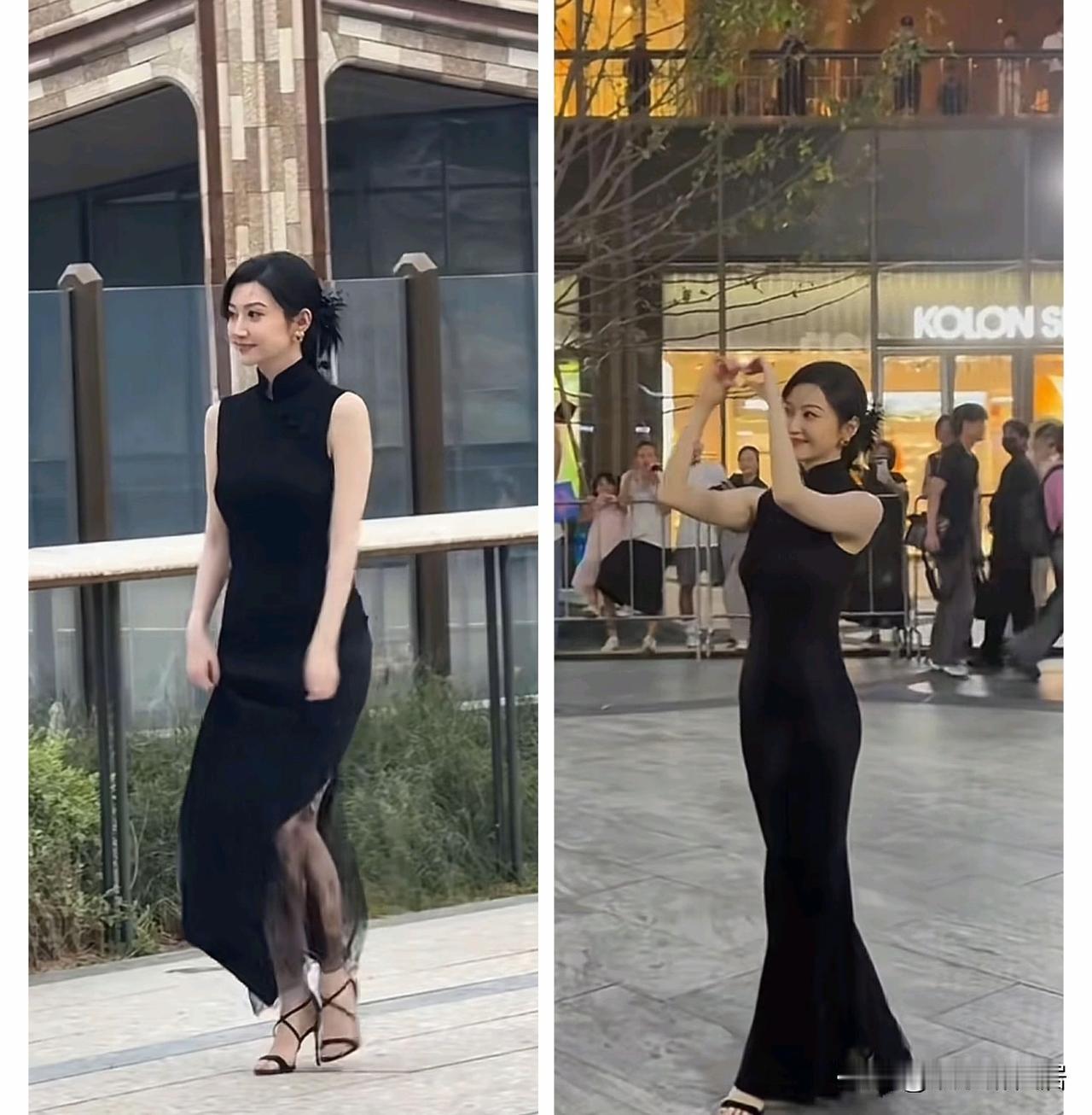请告诉我哪个才是真实的她？虽说不想相信，但这可能是事实？景甜最新活动一身黑色开叉
