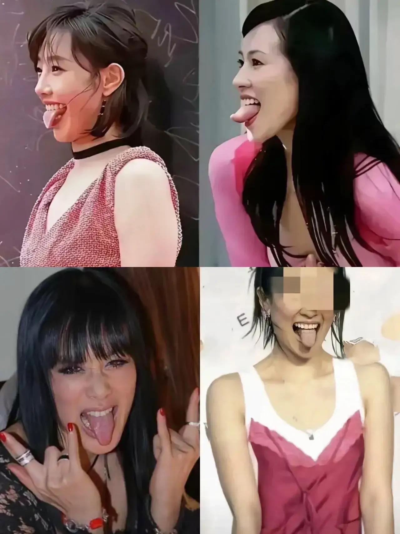 难怪女留学生都爱吐舌头，牢A说，吐舌头是一种圈内暗号，而且很多女明星也吐，