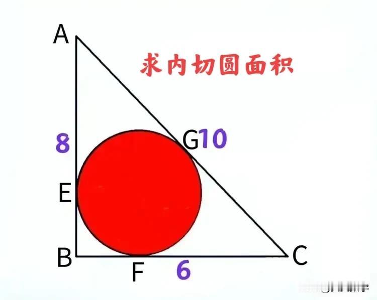 小学六年级数学拓展题型：直角三角形三边均已知、但内切圆半径未知，如何求内切圆面积