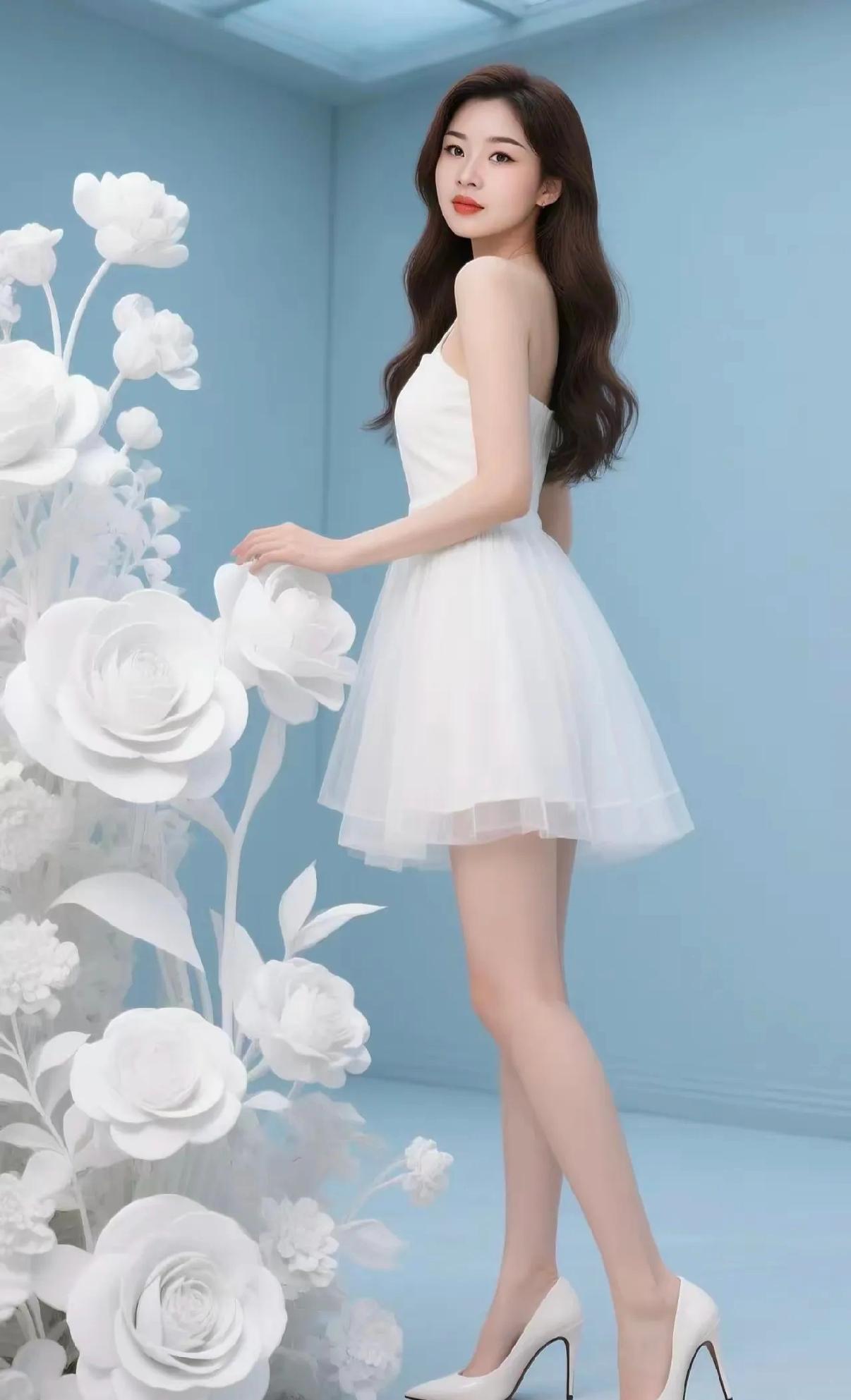 优雅白裙少女，置身梦幻花海，唯美动人！🌸💃🌹生活随拍！