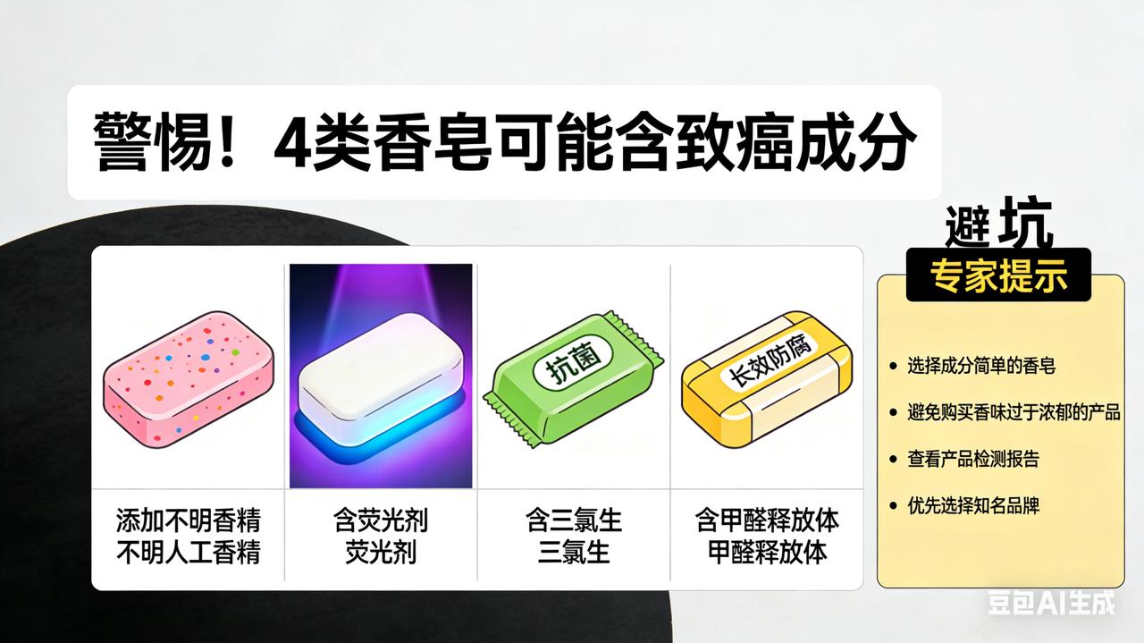 4类香皂含致癌成分？专家教你科学避坑4类香皂被列入致癌风险名单，长期使用真的