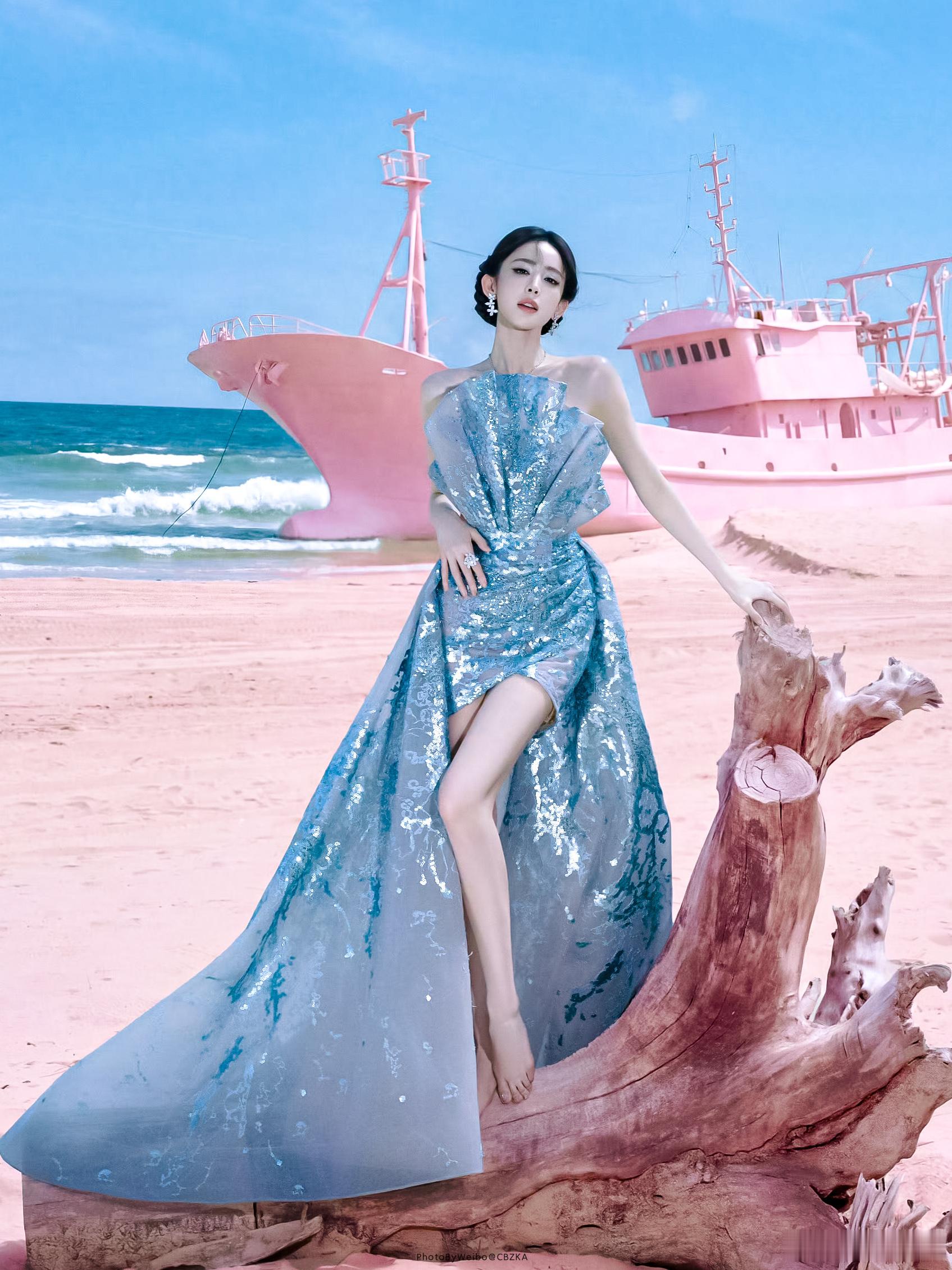 娜扎人鱼公主妆娜扎好长的腿