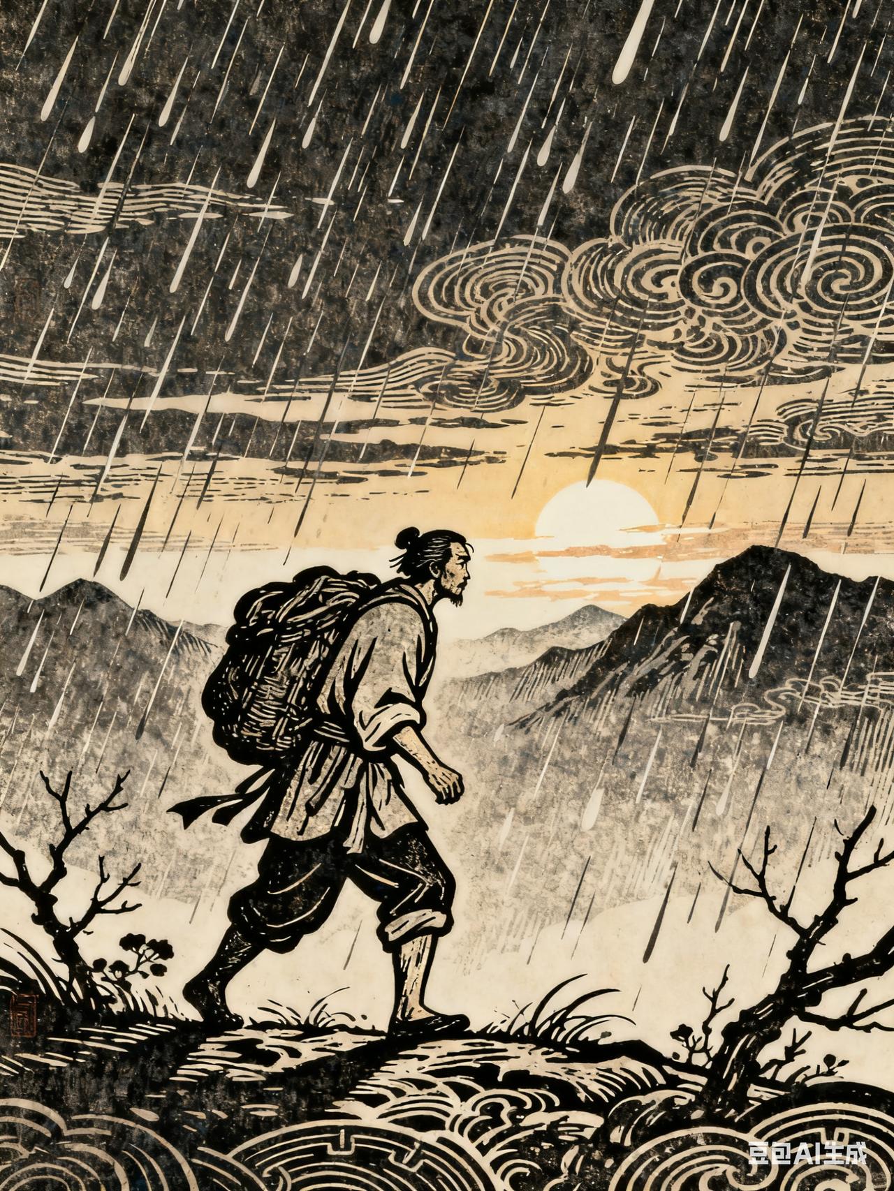 春夏秋冬为钱愁，东西南北四处游，尝尽人间千般苦，纵然风雨常相伴，不改初心志未