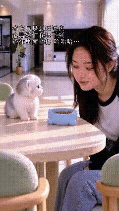 老铁们，瞅瞅这一幕，真是暖心又好笑！本来妹子只是想着逗逗这只小奶猫，假装吃它猫粮
