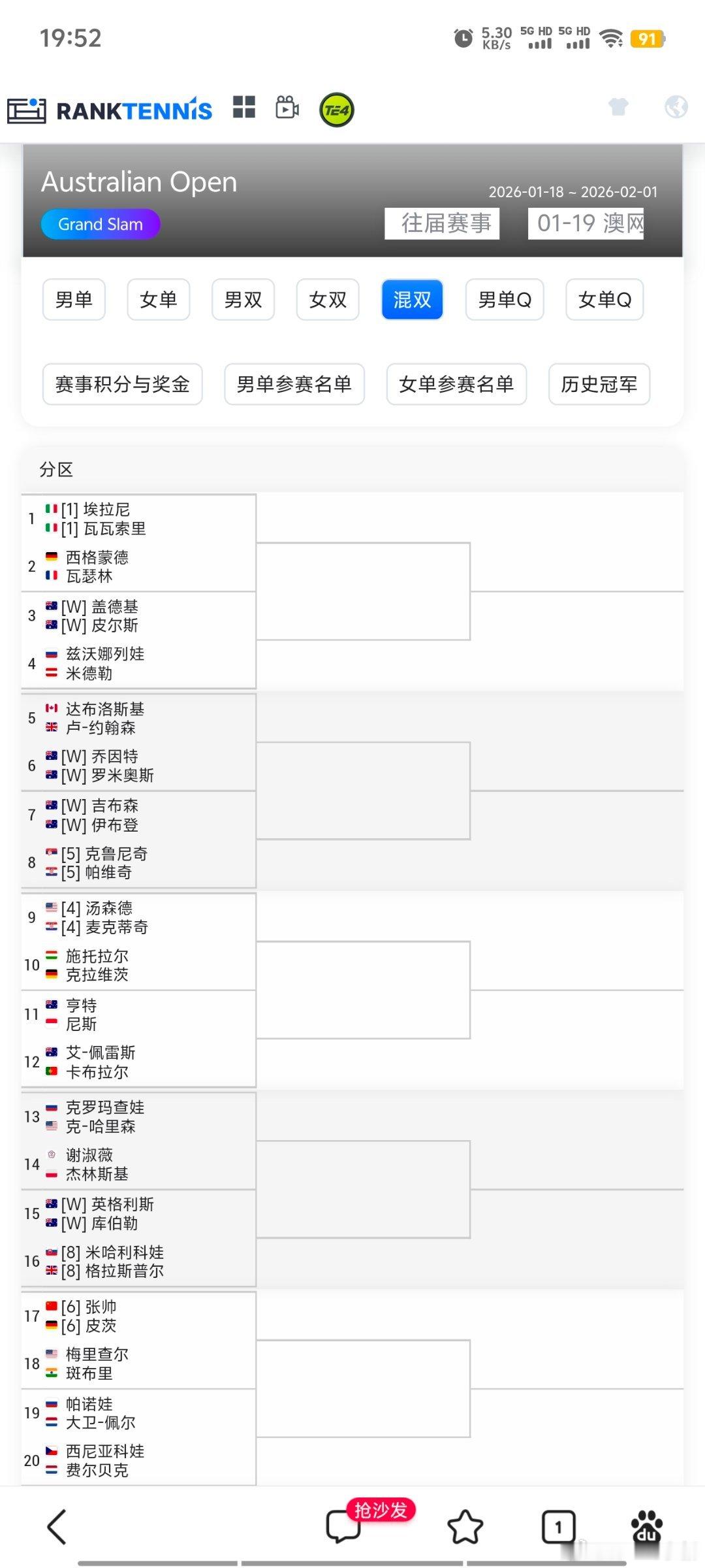 今年澳网2026没准🇨🇳走到最后的是阿昺or郭涵煜不是帅姐了双打，混双签运