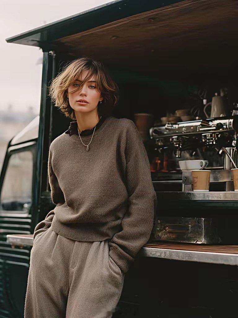 优雅的咖色黑灰色穿搭灵感，这样出街太高级了！很多姐妹不敢挑战咖色，总觉得会增加年