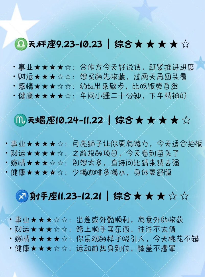 十二星座明日运势（2026年8月25日）十二星座每日运程十二星座每日注意周二加