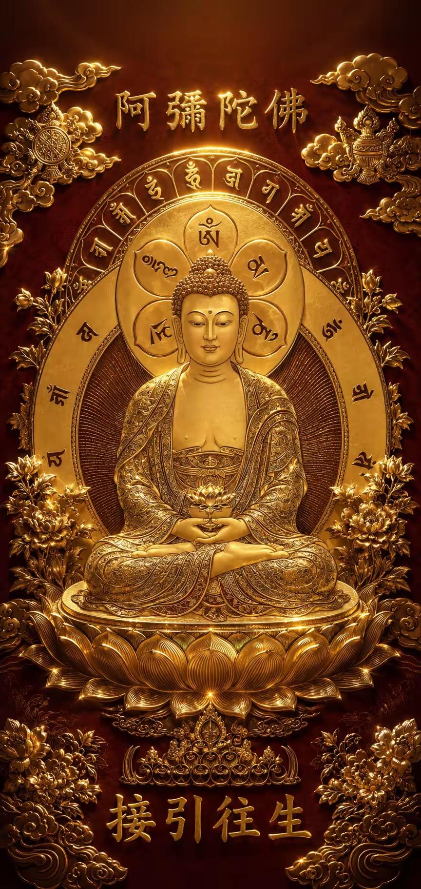 手机壁纸～世间烦恼纷扰，人心容易浮躁焦灼，不妨在静心默念中安顿自我。向善而行，宽