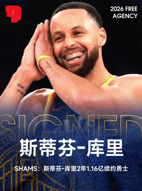 终于续约了，我以为库里还要等到明年，库里效仿小卡降薪续约，同样有球员选项，这份合