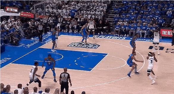 三不沾！高端局华子是真打不明白！在今天NBA西部决赛G5雷霆对阵森林狼的第二节
