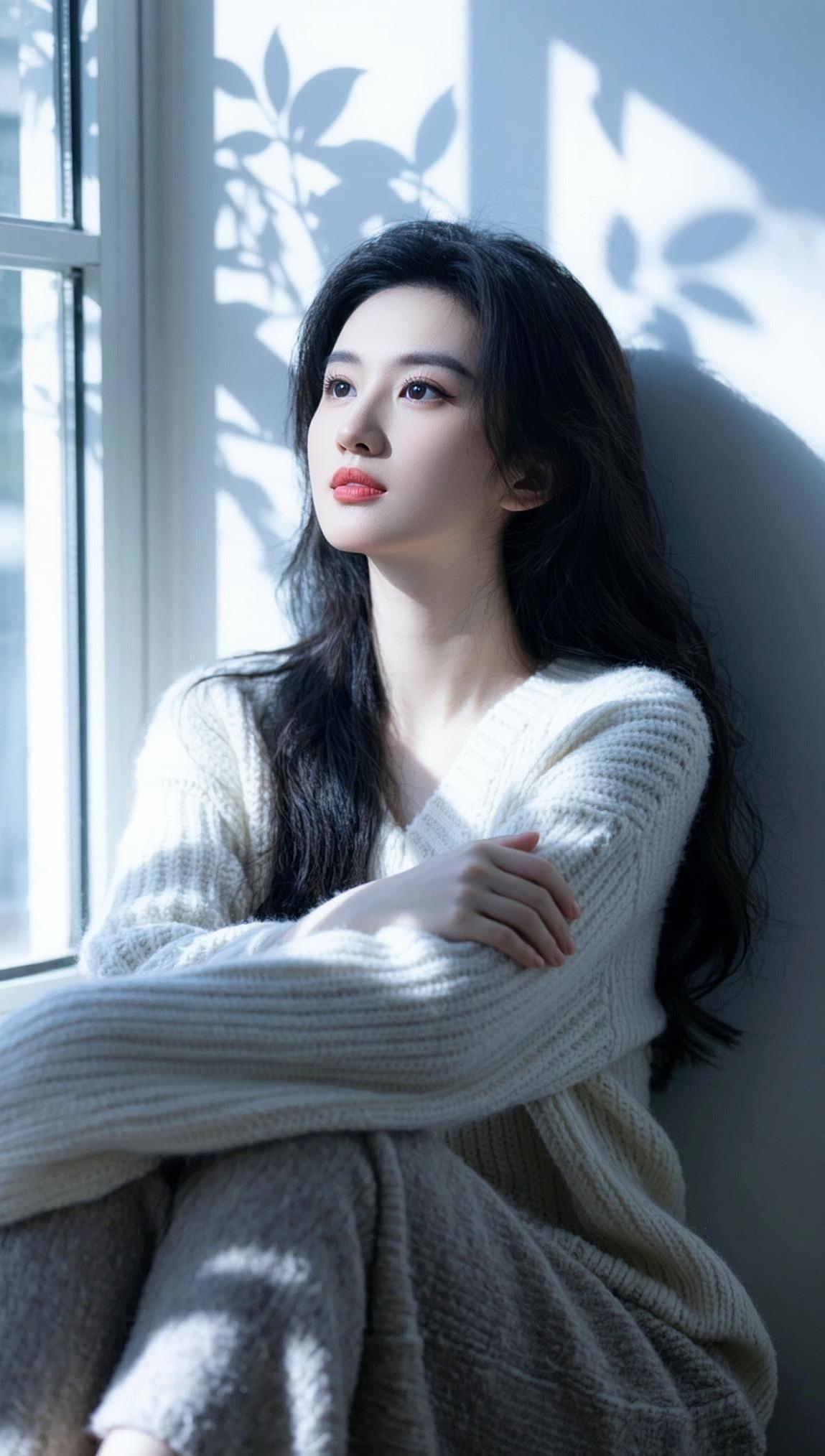 抖音ai创作美女毛衣穿搭日常