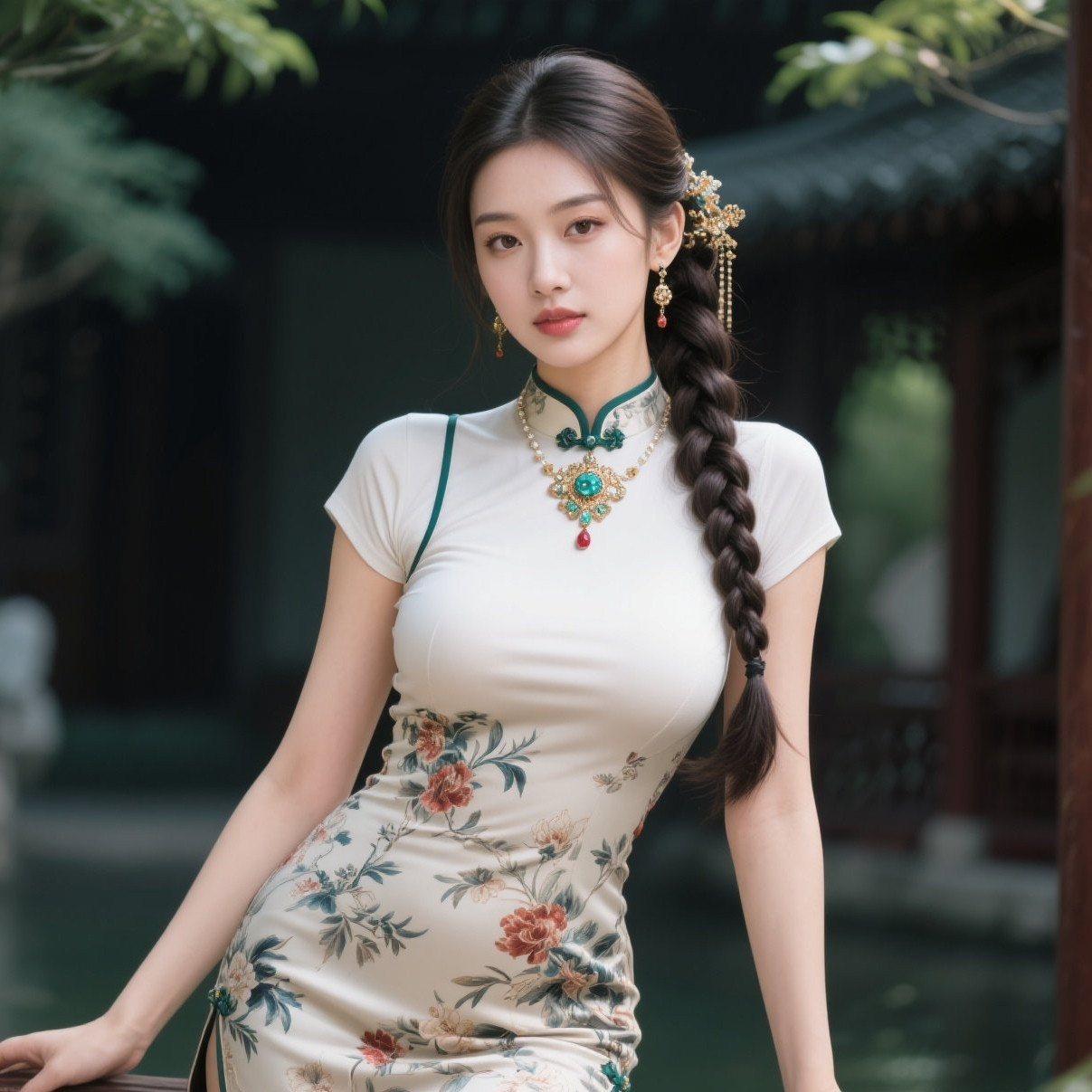 旗袍少妇韵味长，丰腴曲线最芬芳