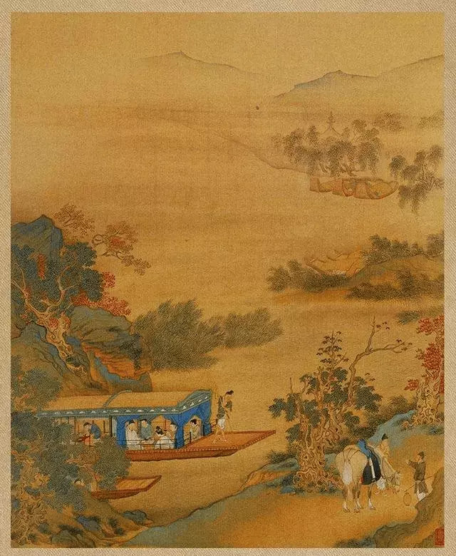 仇英《浔阳琵琶图》。仇英，生于明代正德初或弘治末年，卒于嘉靖三十一年（1552年