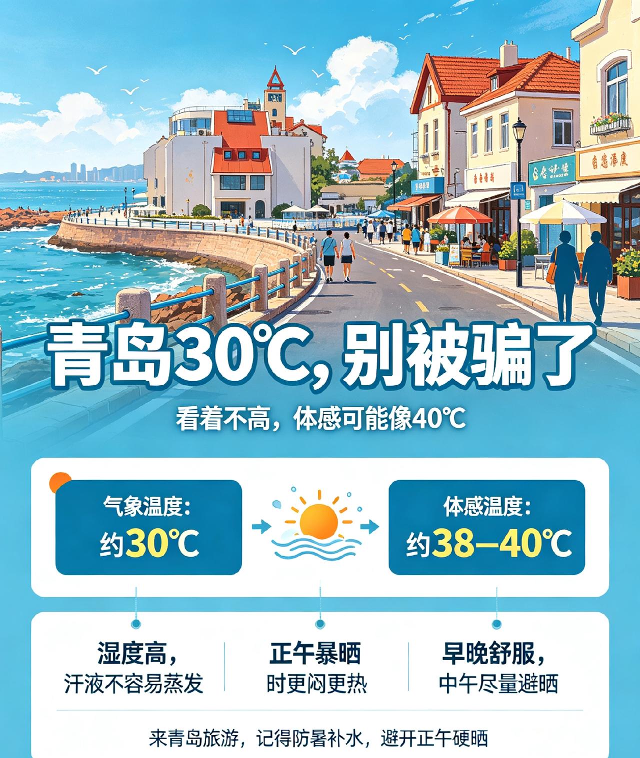 今天在路边听见两位游客聊天，一口咬定青岛的气温“至少少报了10度”，说预报写着3