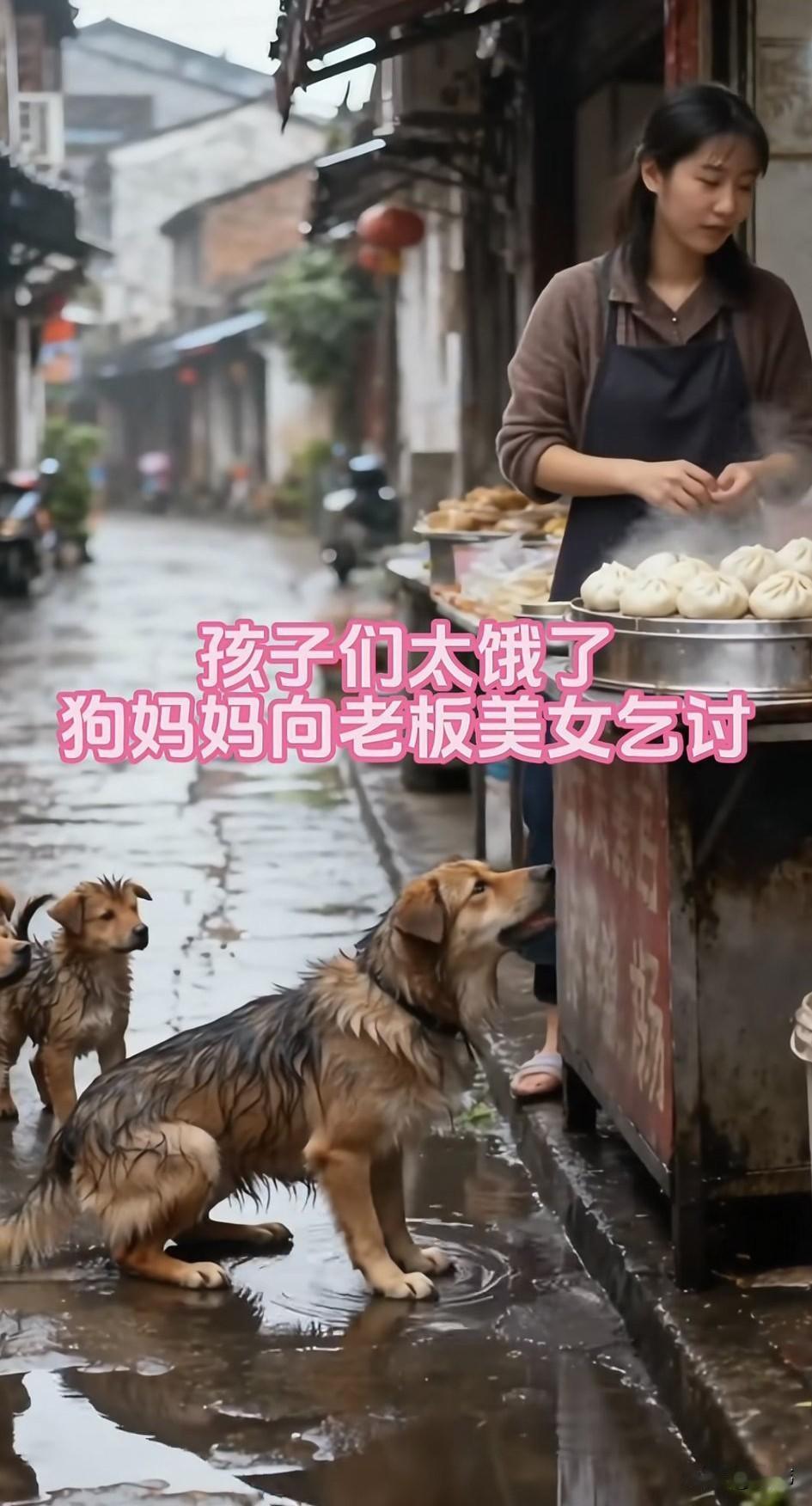 泪目了！这个世界还是有很多好人的，这天，一只流浪狗妈妈因为一天多没有找到食物，它