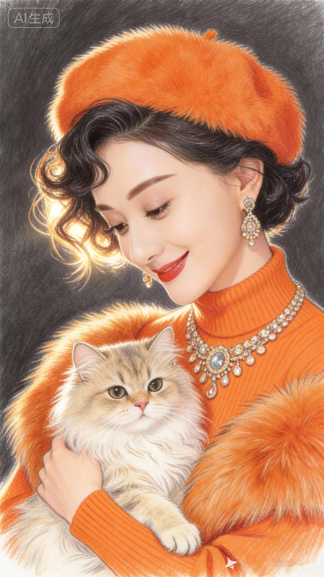 冬日暖阳下，温柔女子与毛茸茸猫咪的温馨时光。🌞🐱💕