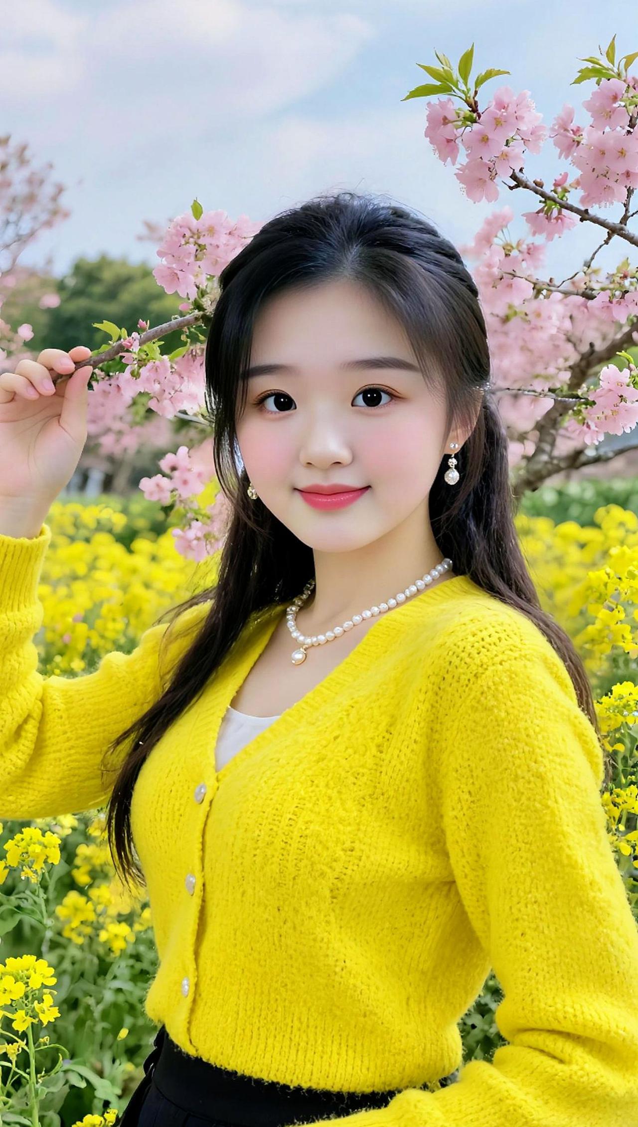 甜美花海风情万种的油菜花花海美女抖音玩法合伙人