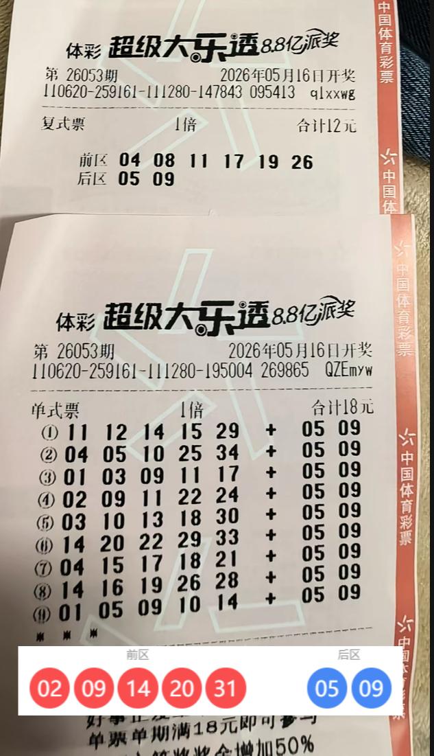 神级后区！26053期大乐透彩民精准锁定05+09，错失大奖仍有惊喜。202