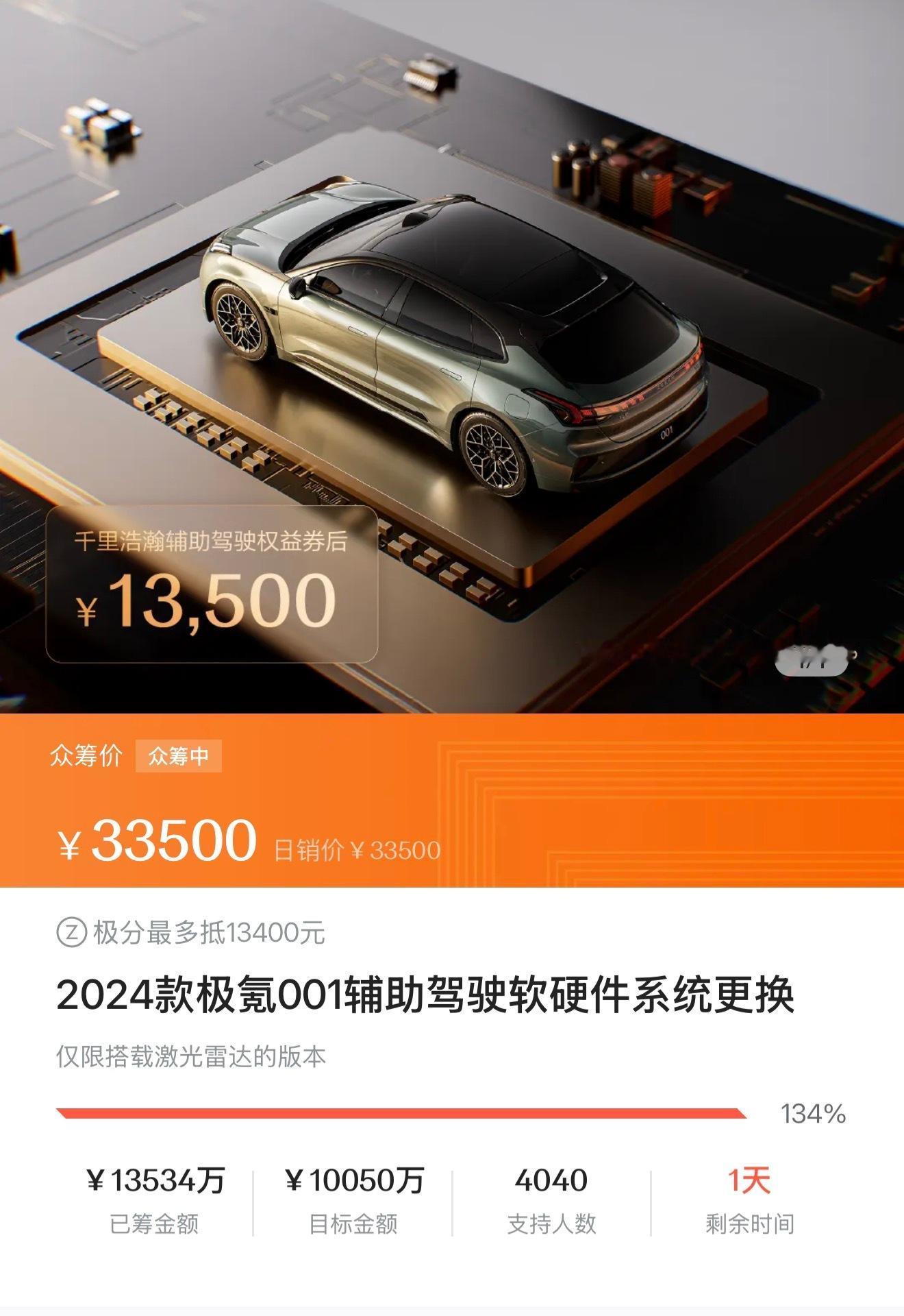 24款极氪001和极氪009更换千里浩瀚H7智驾方案的众筹只剩不到24小时了！从