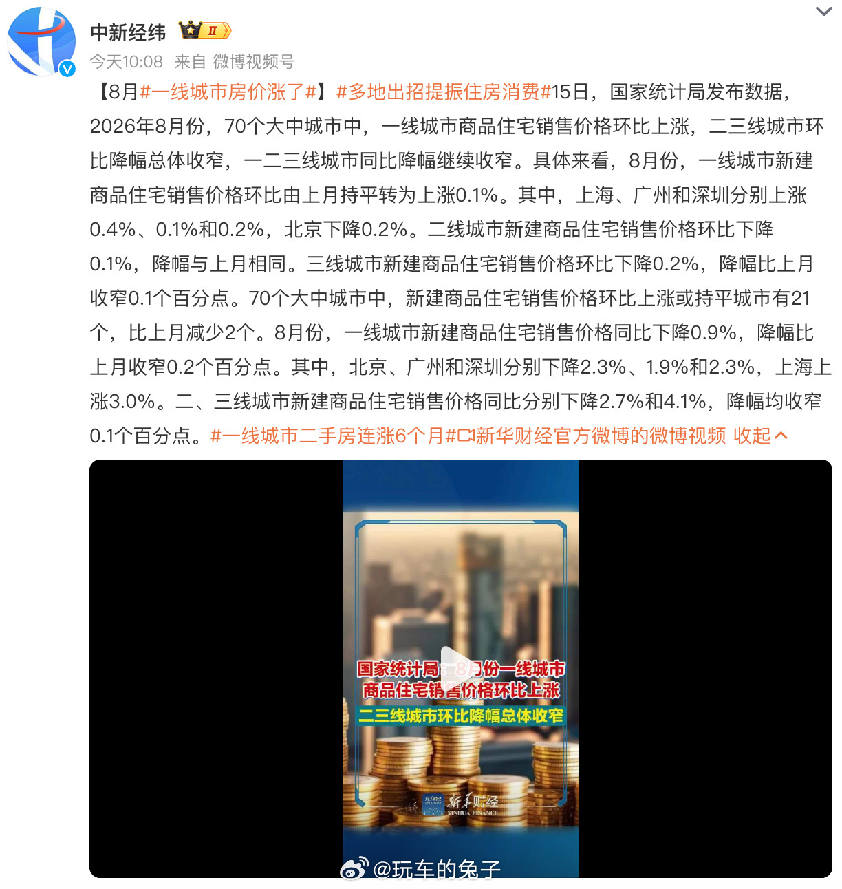 一线城市房价涨了实际上，各位别只盯着宏观数据去看，如果你真想知道自己当地的房市