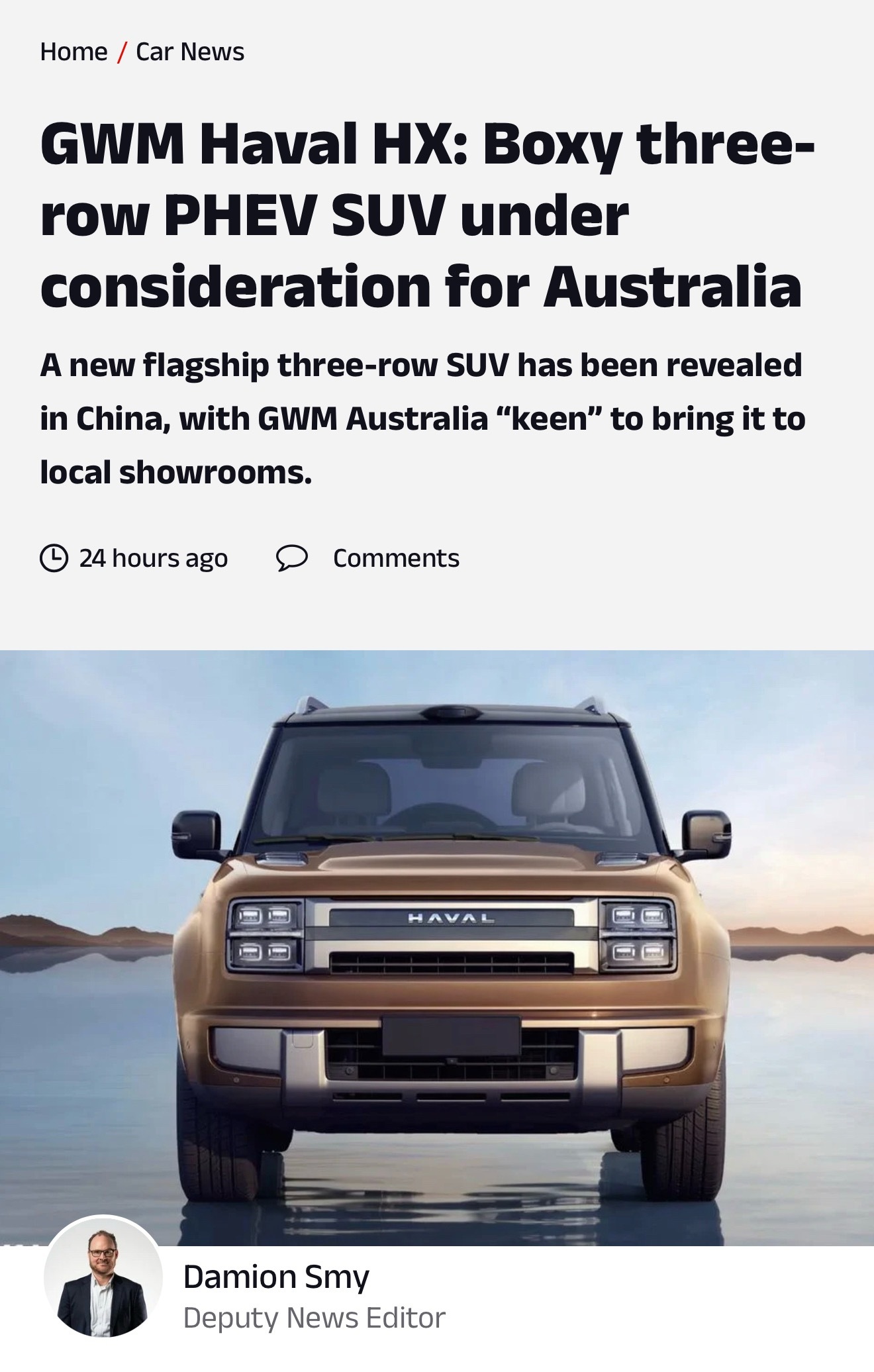 据Carexpert报道，长城汽车澳洲公司正在考虑将国内刚刚发布的哈弗HX引入到