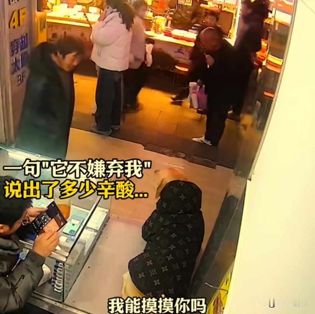 一男子到了一家手机店里面，看到一只小狗，给小狗小心翼翼的说：“我能摸摸你吗？你不