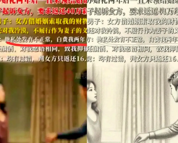 40万彩礼换两年冷战，法院还没判，脸已经丢光。男方起诉要回全部礼金，理由是妻子