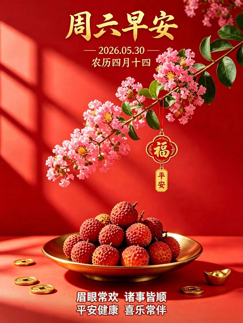 🌺☘️5./30.清风迎朝旭.周六皆安康🌺🌿晓风徐徐拂面，初夏暖阳漫洒