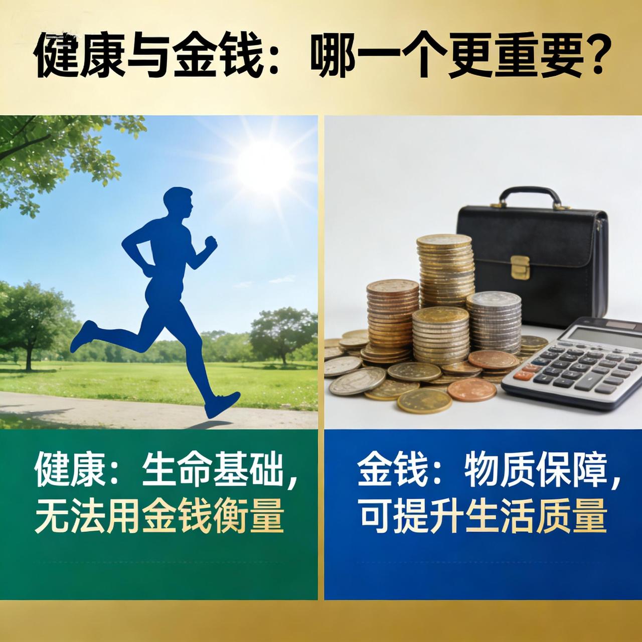核心结论：健康是根基，金钱是工具，健康永远排在第一位。1.没有健康，钱财