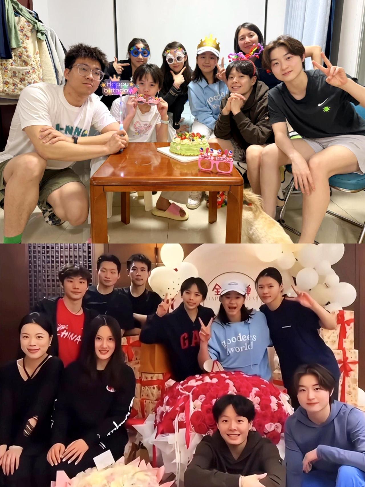 红姐19岁生日，半个跳水届的冠军都来了，全红婵的人气特别好，真的好羡慕快乐的小红