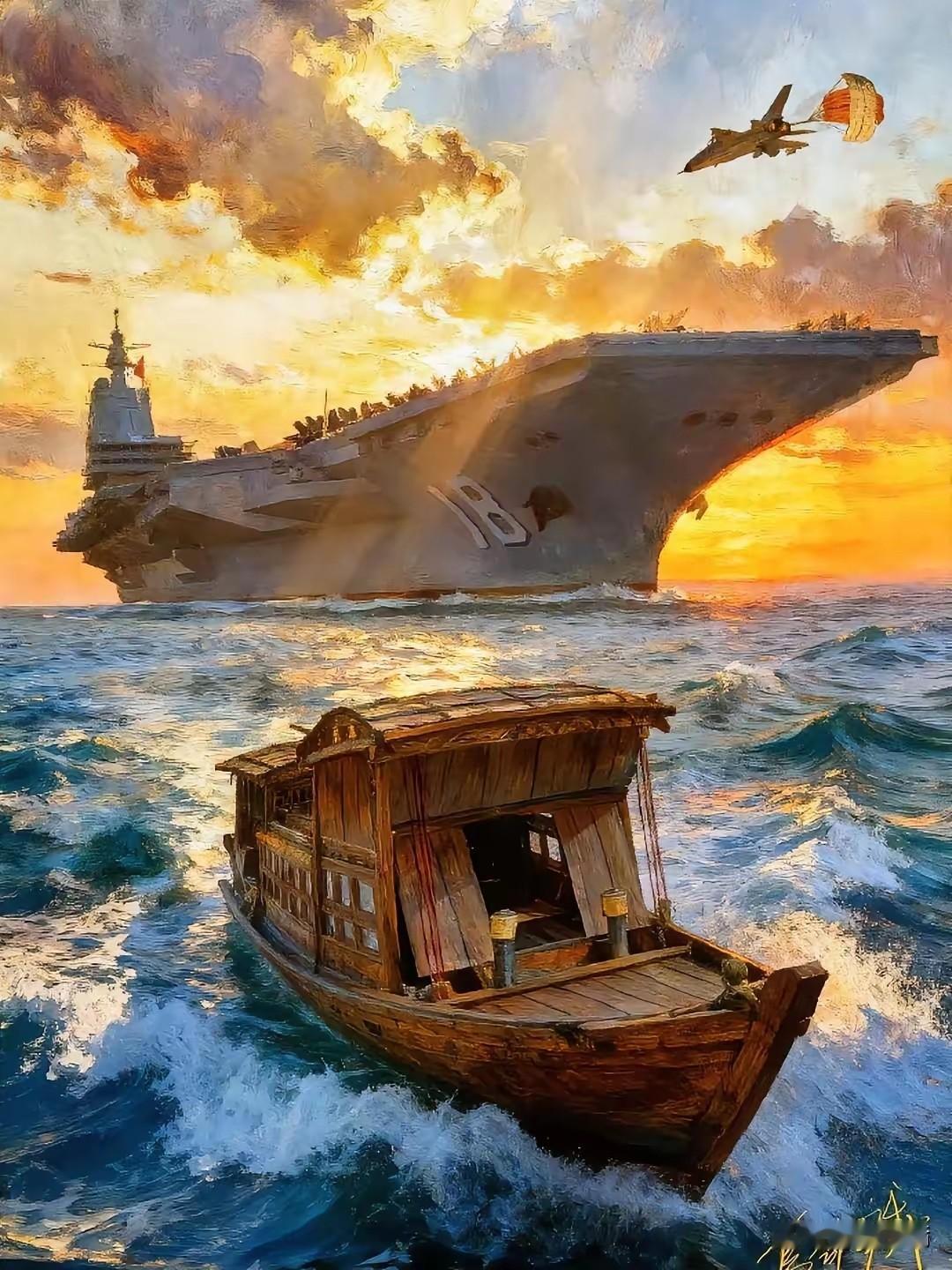 看得我热泪盈眶！乌合麒麟用画笔弥补了当初的遗憾，他们在这时空中的联动了，福建舰