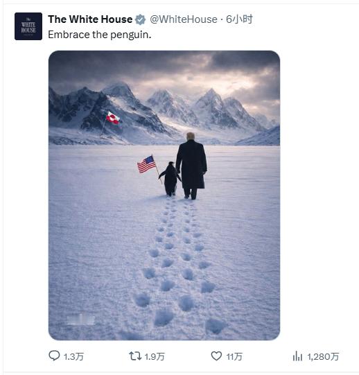 大早上起来给我笑吐了，《非诚勿扰2》封神了！白宫发了一张阿川在格陵兰岛上领着企鹅