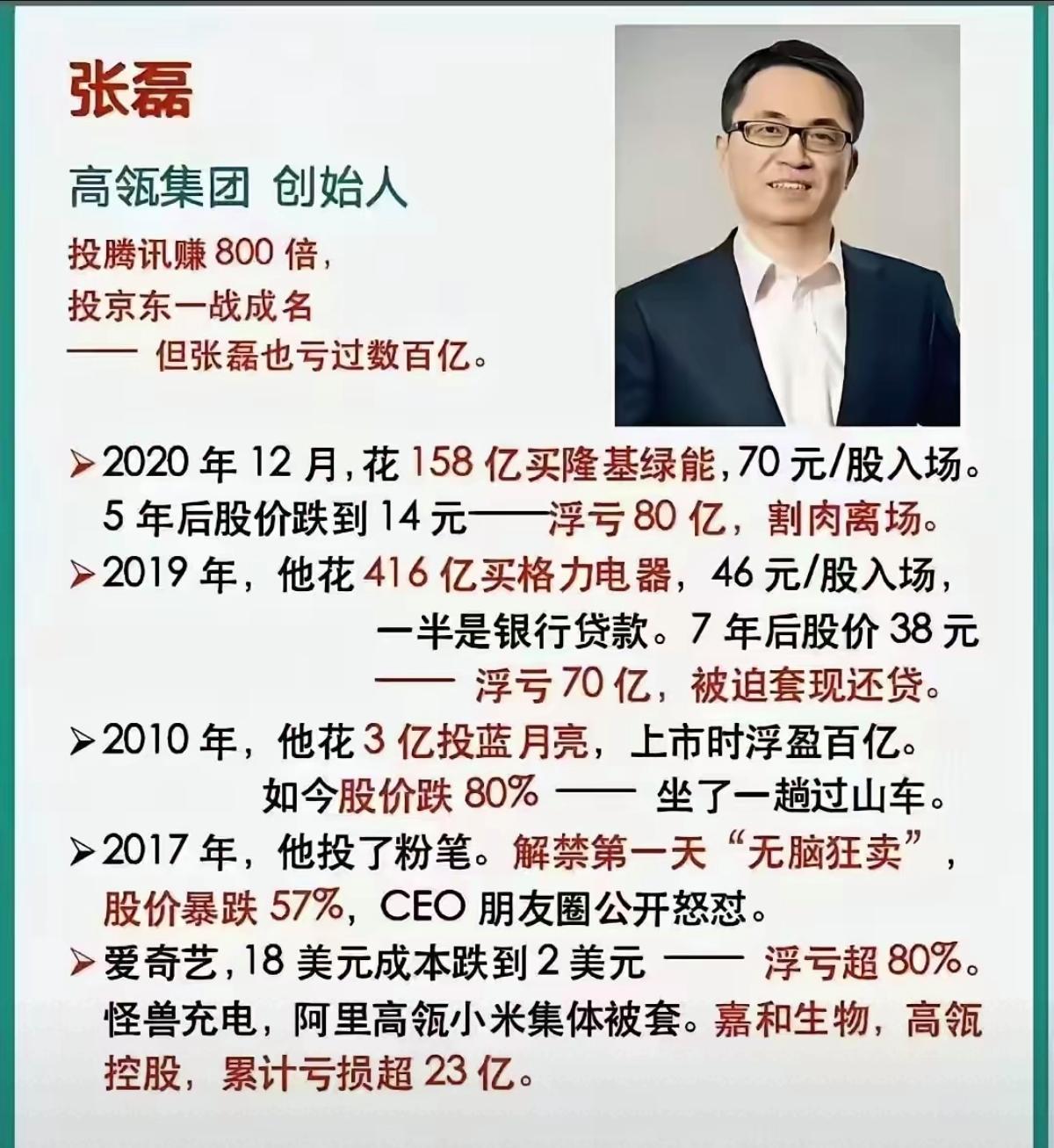 原来，张磊也有投资失败的！