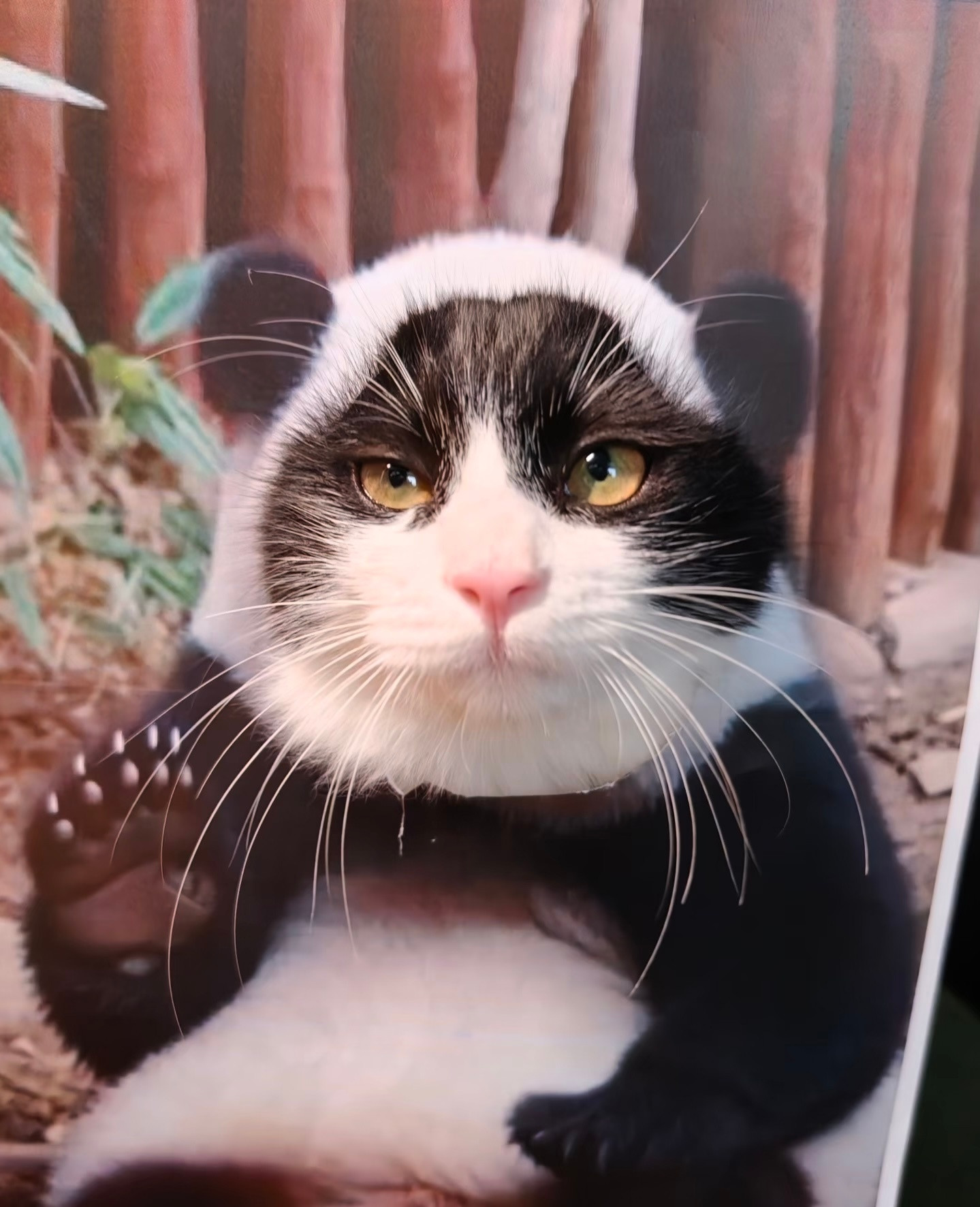 奶牛猫简直和大熊猫太适配了，堪称完美。动物奇遇记