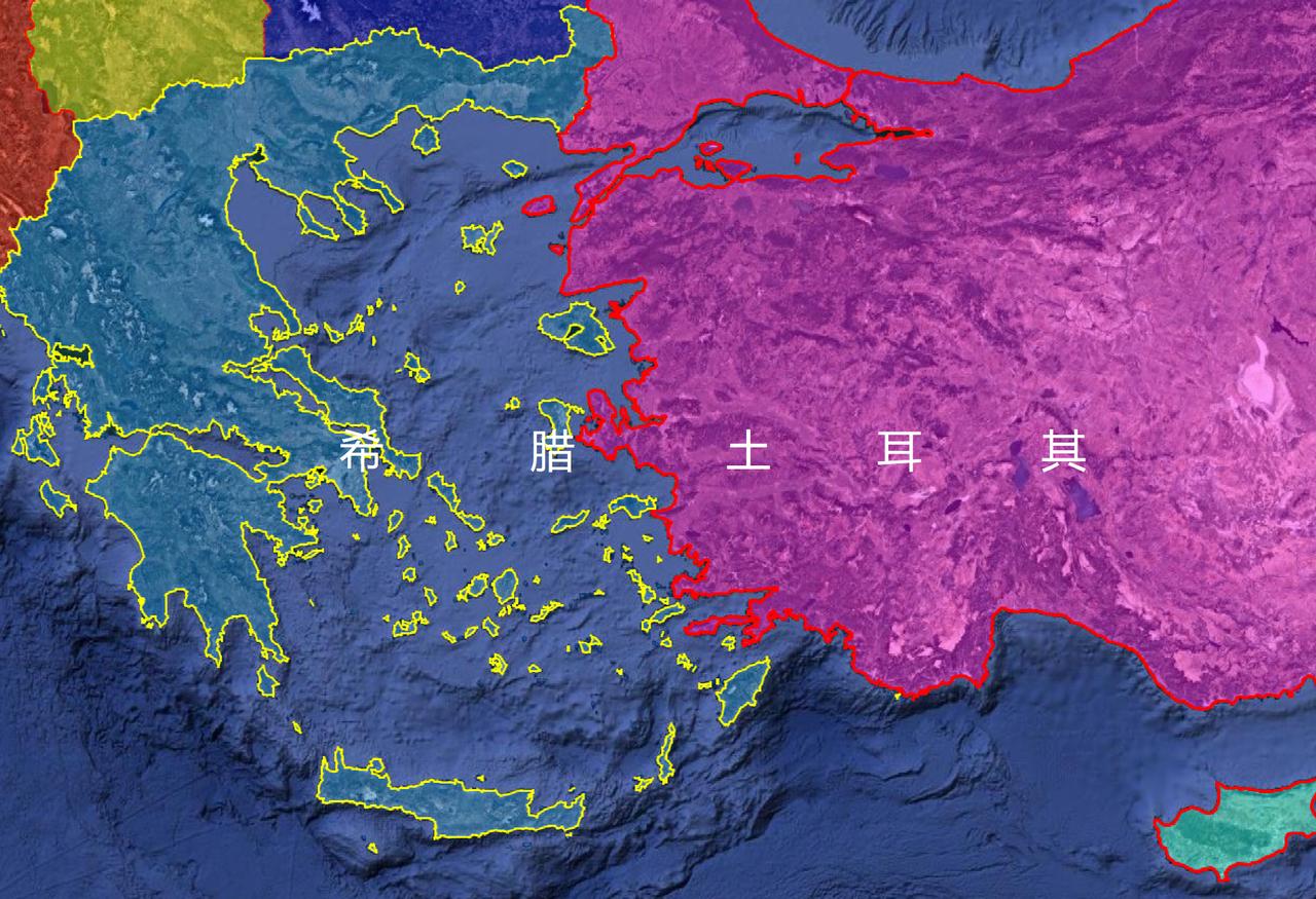 如果还有人说中国的九段线距离菲律宾马来西亚太近了。那么请他们看看希腊土耳其的边境