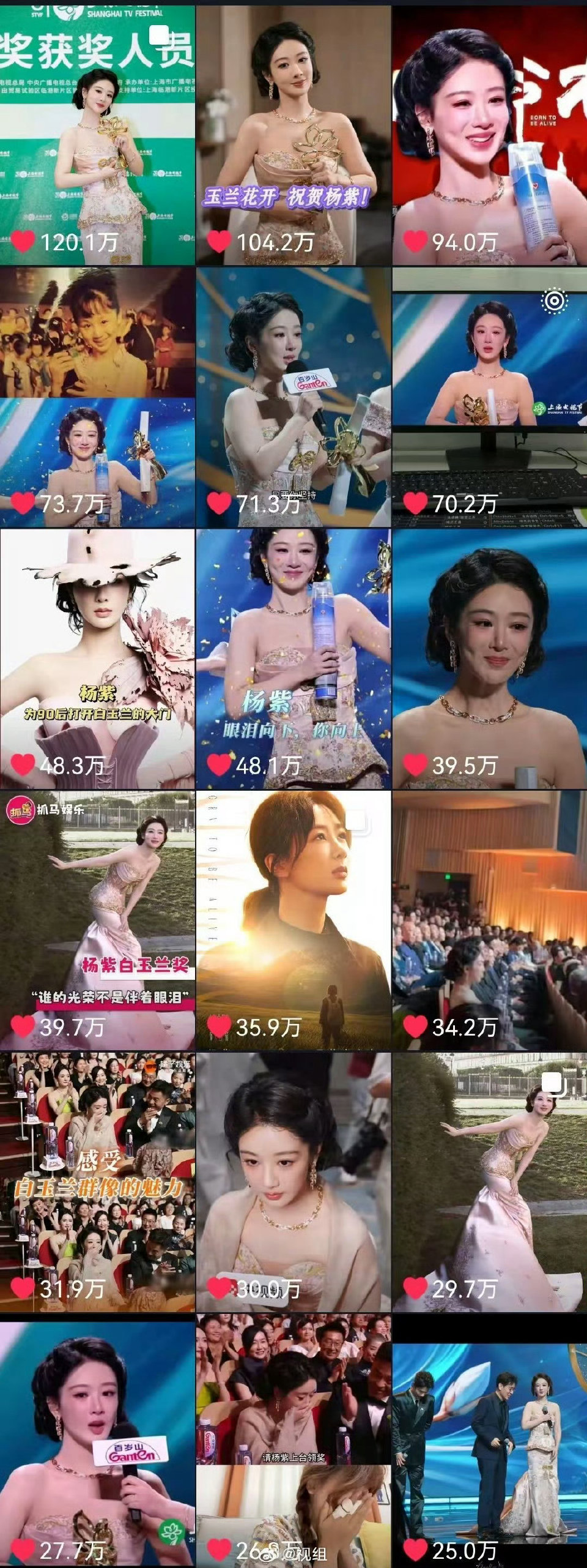 白玉兰口碑杨紫白玉兰视后感谢杨紫能获得国家级奖项白玉兰奖给众多青年演员照亮一个