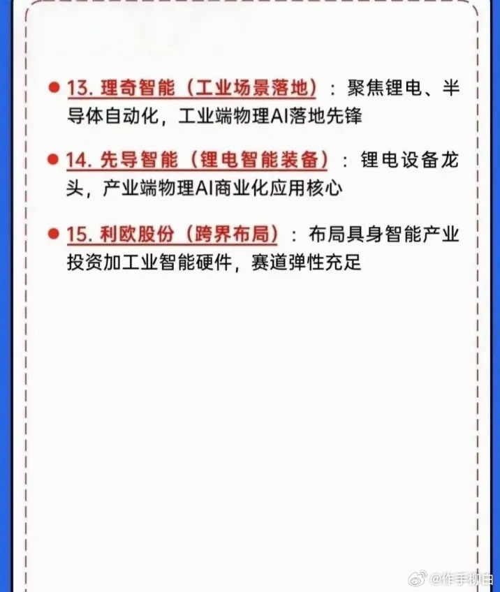 物理AI赛道核心受益公司梳理