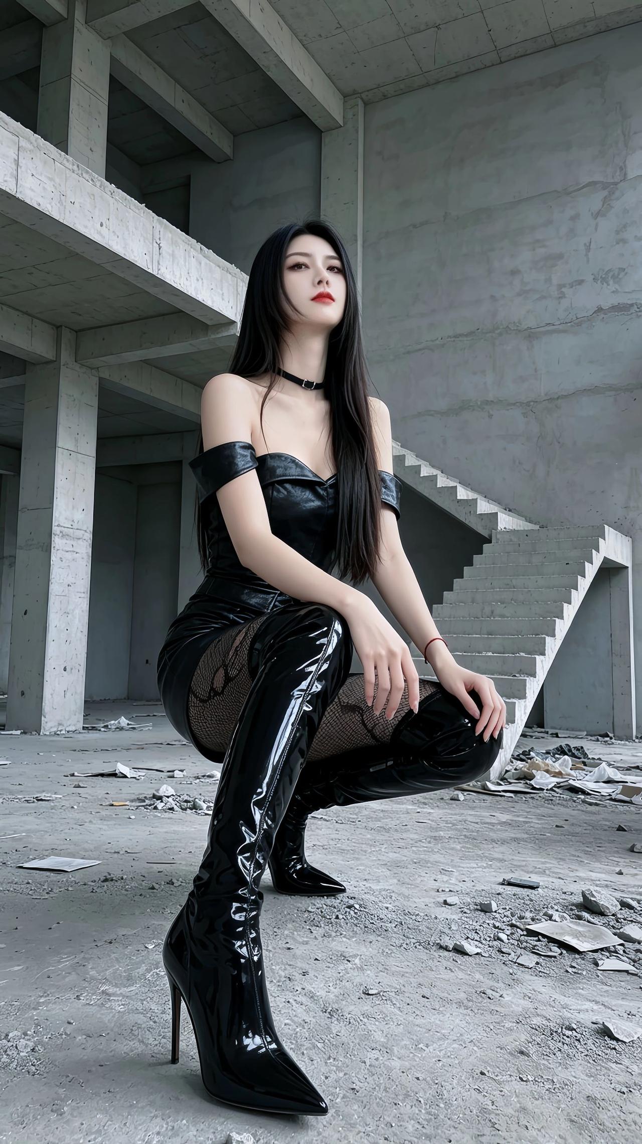 拍了组自然随拍，走的是御姐路线～靴子黑色系御姐穿搭辣妹穿搭随拍