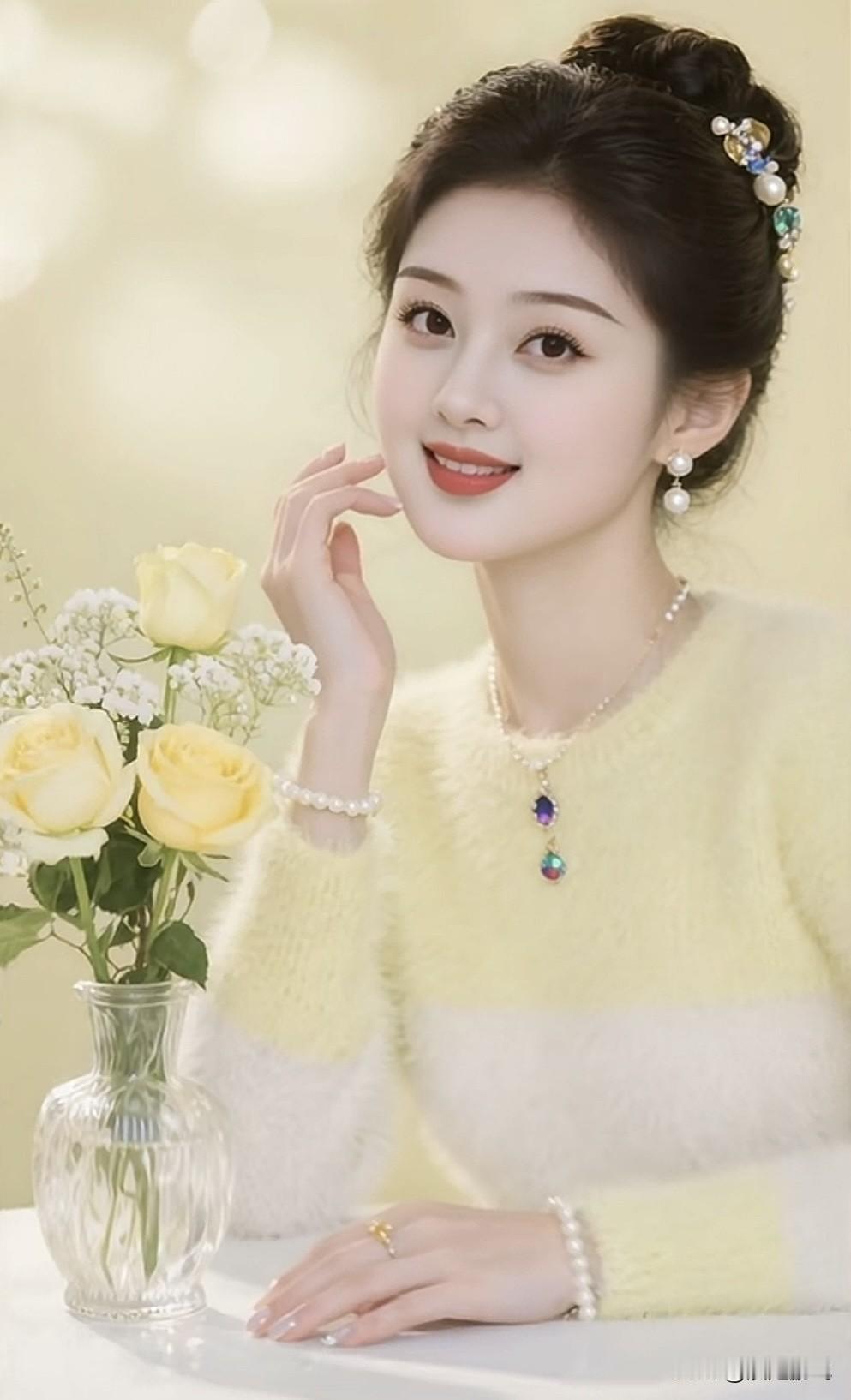 玉人如花笑，春意满心间。玉人倚花图玉磘美人玉容颜玉磘美人玉坠美人玉坠美