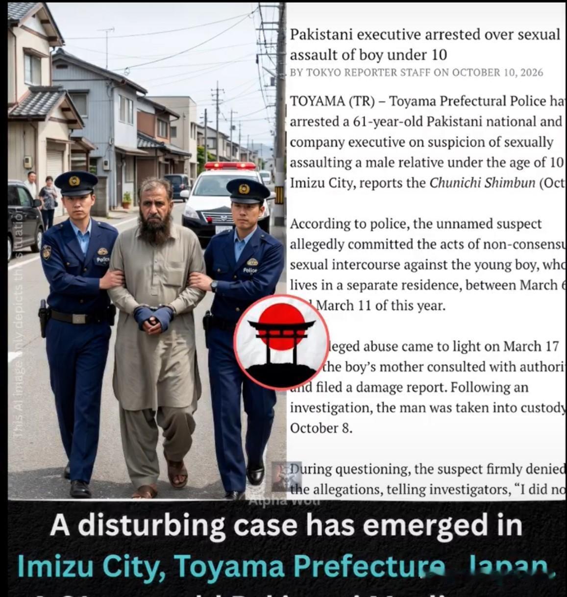 日本富山县射水市近日曝出一起令人震惊的性侵案件。一名名叫IslamShahin
