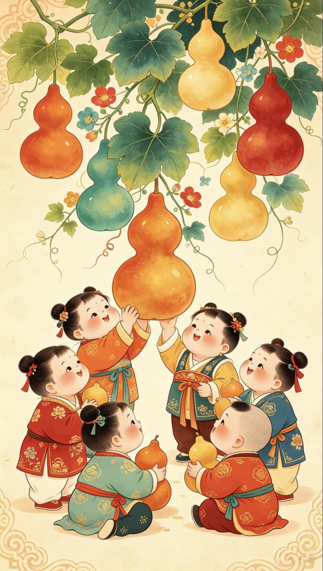 素材|福禄娃贺华诞，祝祖国永固长兴，愿你我共沐安康喜乐，传统文化传递正能量绘