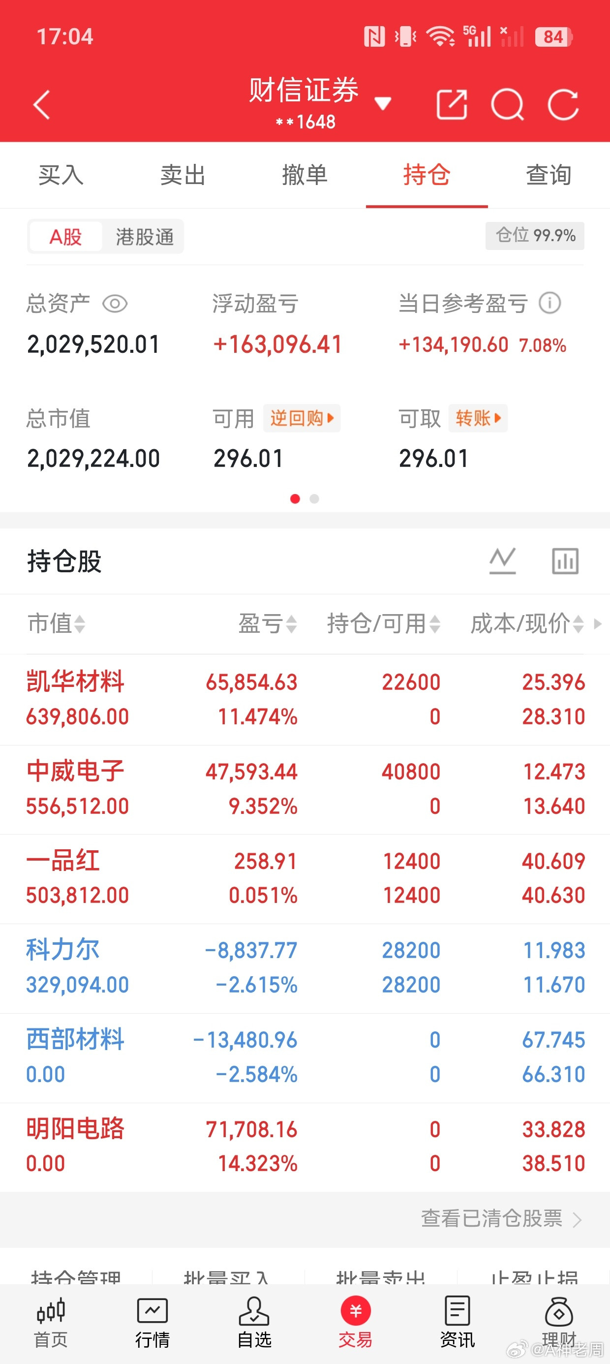 个人持仓截图