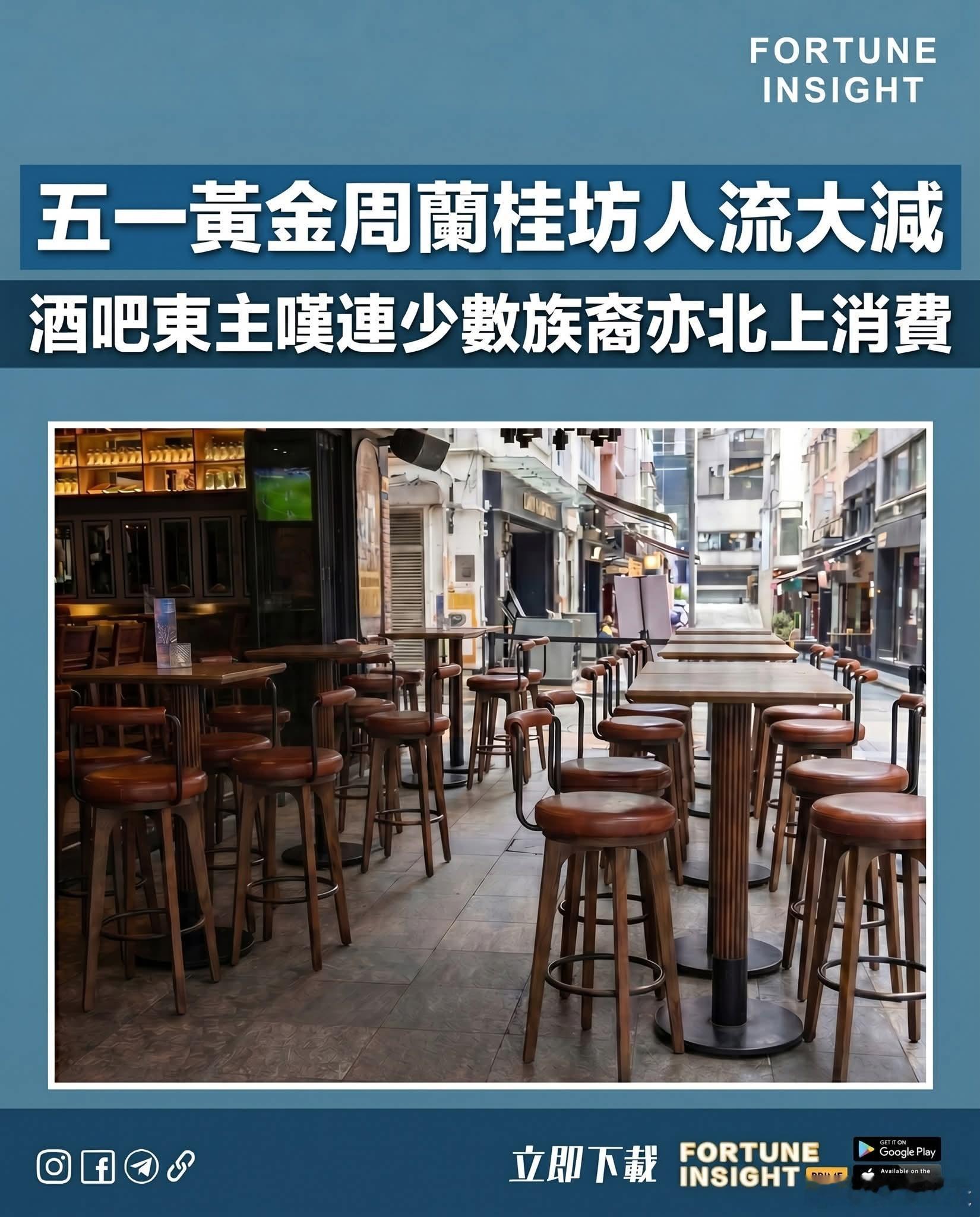 五一香港酒吧人流量下降，东主叹少数族裔都北上消费内地五一黄金周长假期展开，虽然中