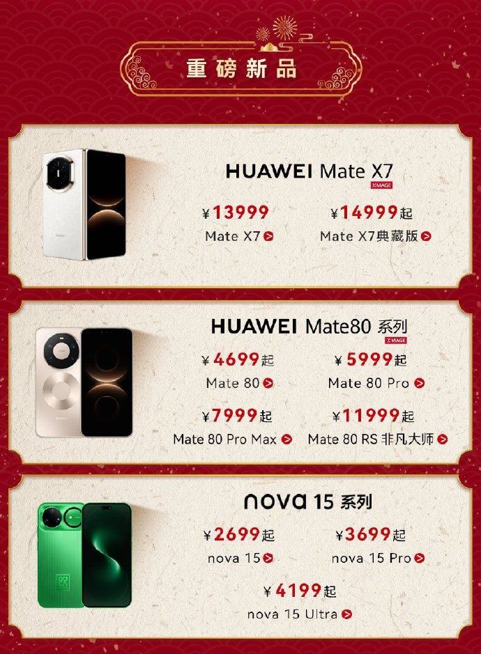 一马当先年年有为现在还是华为感恩回馈季，华为Mate80系列、nova15