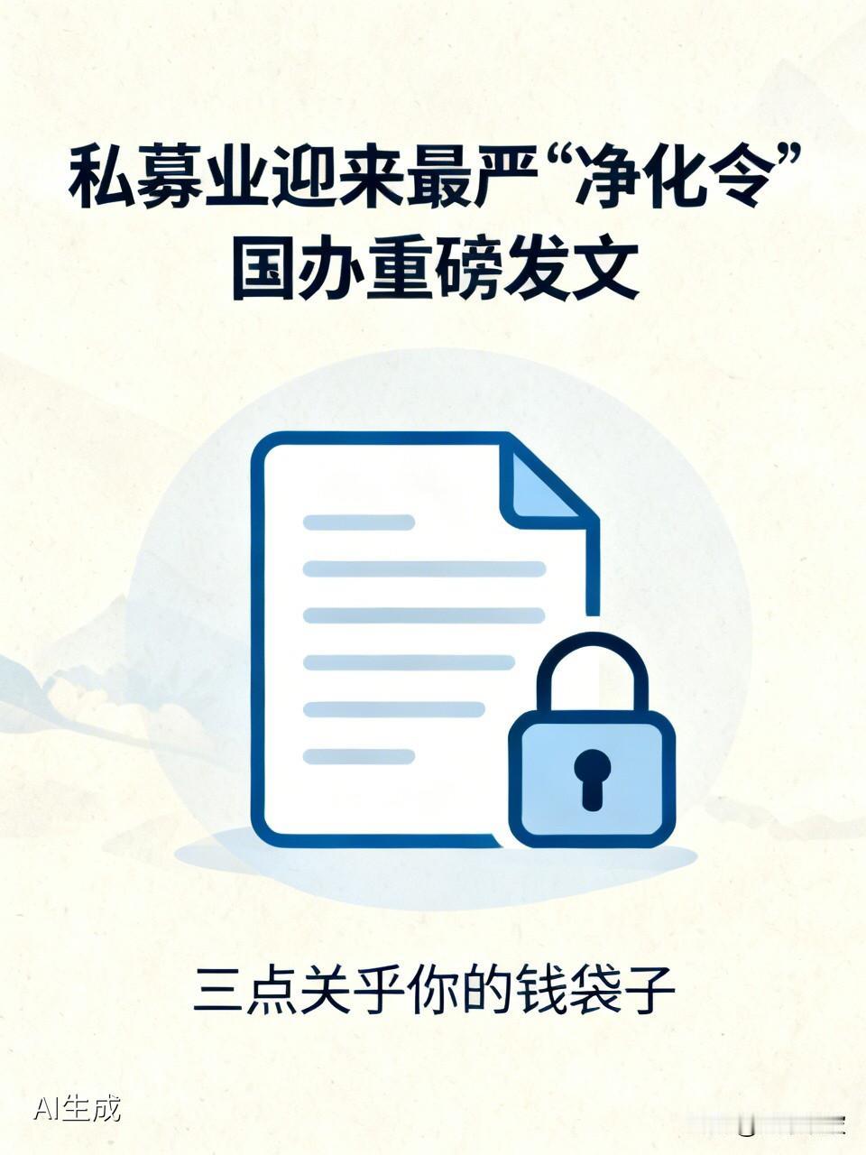 国办重磅发文！私募业迎来最严“净化令”，这三点关乎你的钱袋子私募基金行业