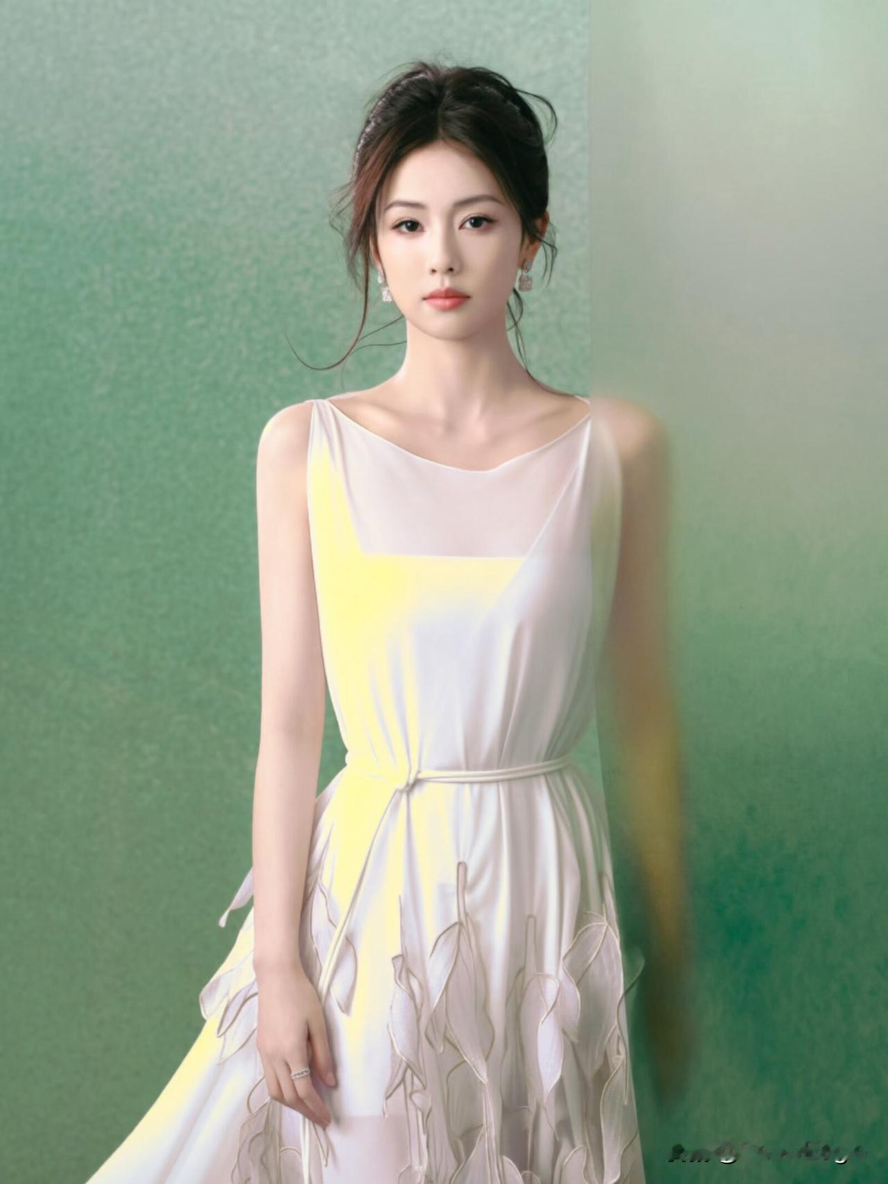 优雅白裙，清新自然，静谧如画。